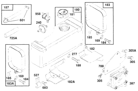 Fuel Tank Grp Diagram and Parts List for 257702-4005-XX  Briggs and Stratton Engine